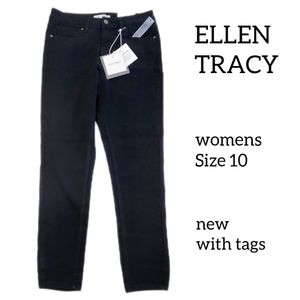 ELLEN TRACY WOMENS JEANS FLUID BLACK  DENIM SIZE 10 NEW WITH TAGS
